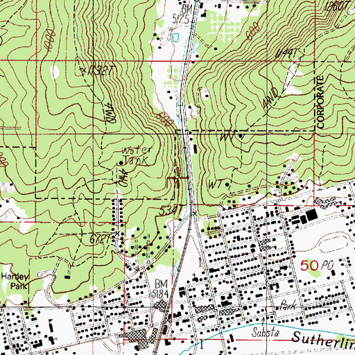 Topographic Map of Sutherlin City Park, OR