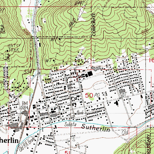 Topographic Map of Sutherlin High School, OR
