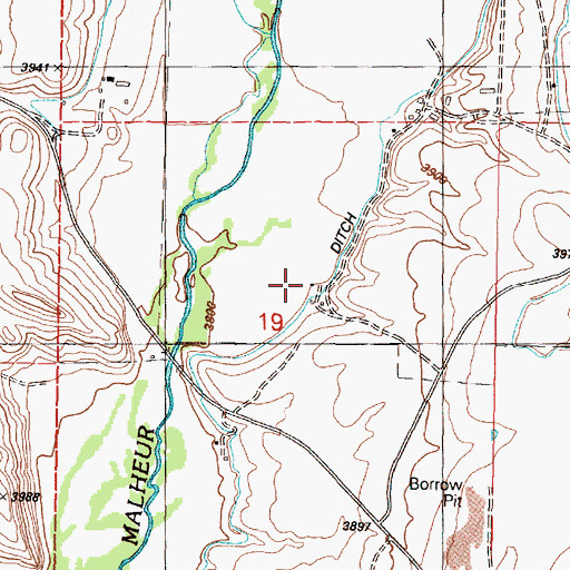 Topographic Map of Alvin Baker Ranch, OR