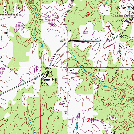 Topographic Map of Rosehill, AL