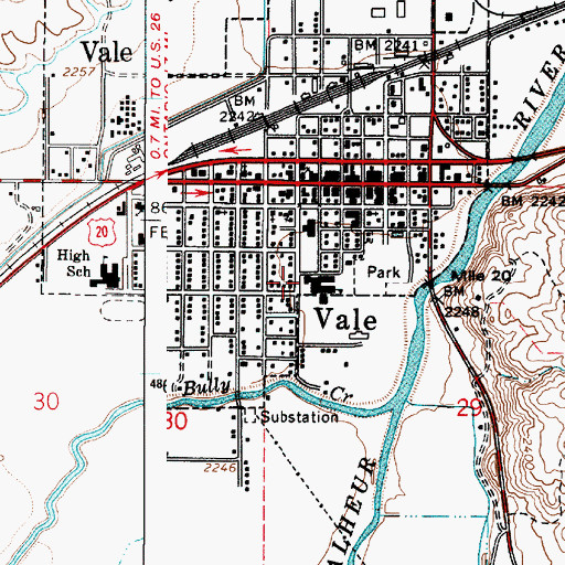 Topographic Map of Vale Elementary School, OR