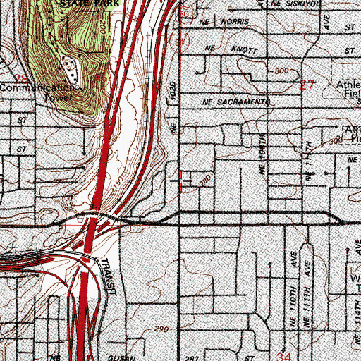 Topographic Map of Woodland Park Hospital (historical), OR