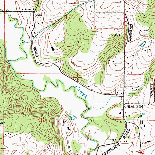 Topographic Map of Shadybrook Cemetery, OR