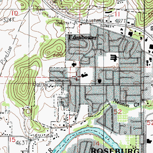 Topographic Map of Roseburg Junior Academy, OR