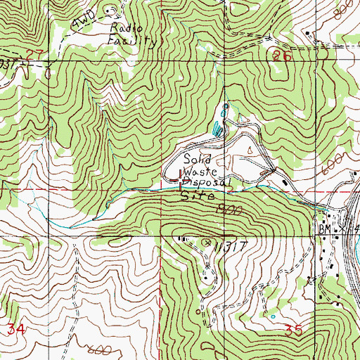 Topographic Map of Roseburg Sanitary Landfill, OR