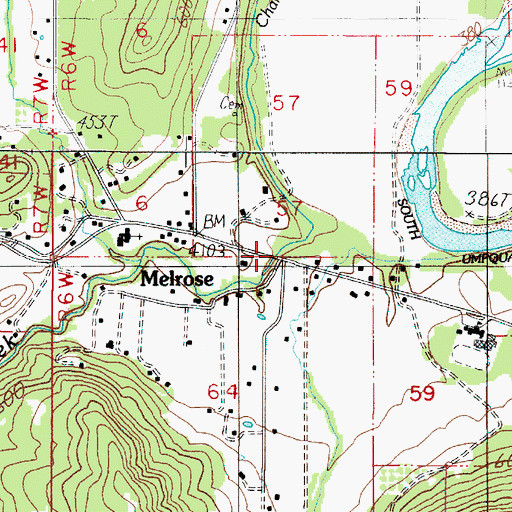 Topographic Map of Melrose Bridge, OR
