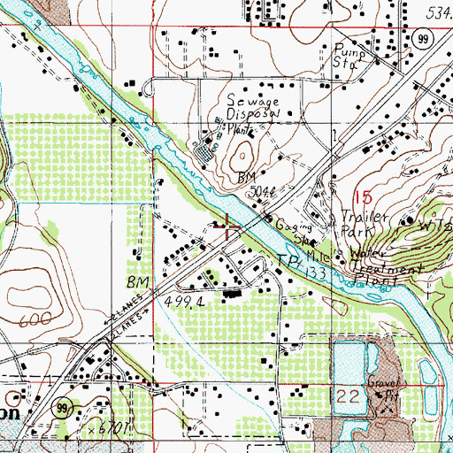 Topographic Map of Winston Bridge, OR