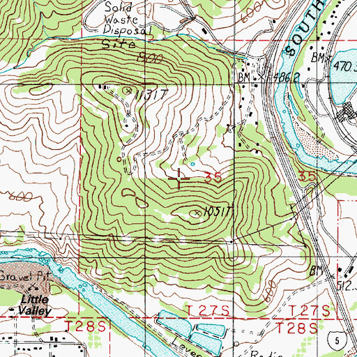 Topographic Map of Green District Sewage Disposal Ponds, OR