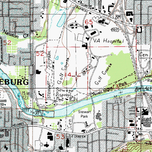 Topographic Map of Roseburg Municipal Golf Course, OR