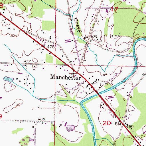 Topographic Map of Trinity Church, AL