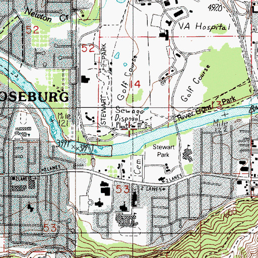 Topographic Map of North Umpqua Sewage Disposal Plant, OR
