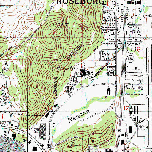 Topographic Map of Mercy Medical Center, OR