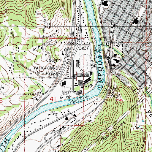 Topographic Map of Douglas County Fairigrounds Complex and Speedway, OR