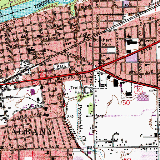 Topographic Map of Albany Lumber and Supply (historical), OR