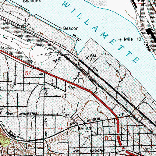 Topographic Map of City Limits (historical), OR