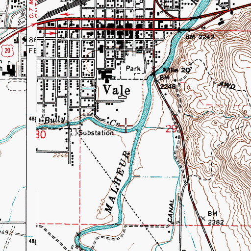 Topographic Map of Bully Creek, OR