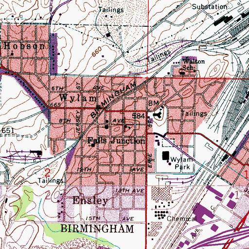 Topographic Map of Martin Memorial United Methodist Church, AL