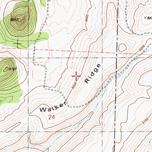 Topographic Map of Walker Ridge, OR