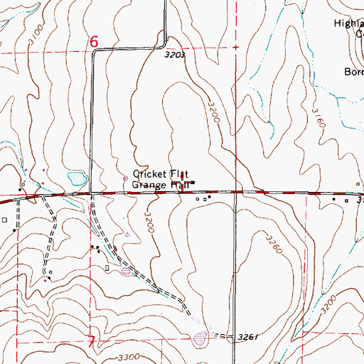 Topographic Map of Cricket Flat Grange Hall, OR