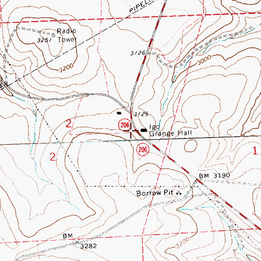 Topographic Map of Igo Grange Hall, OR