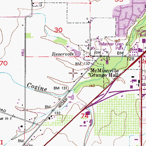 Topographic Map of McMinnville Grange Hall, OR