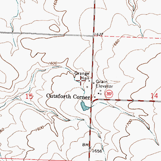 Topographic Map of Lexington Grange Hall, OR
