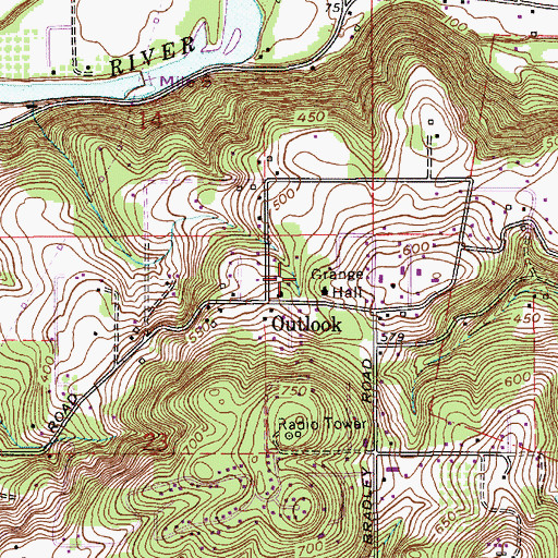 Topographic Map of Holcomb Grange Hall, OR