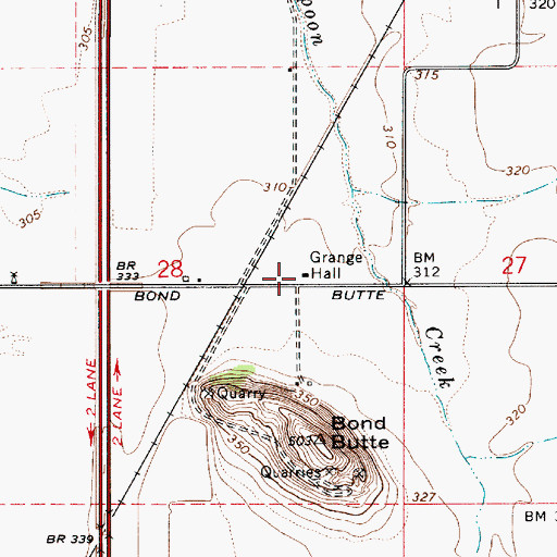 Topographic Map of Charity Grange Hall, OR