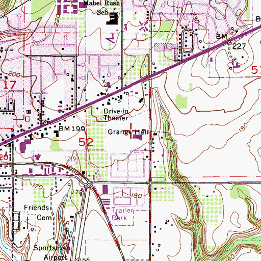Topographic Map of Fernwood Grange Hall, OR