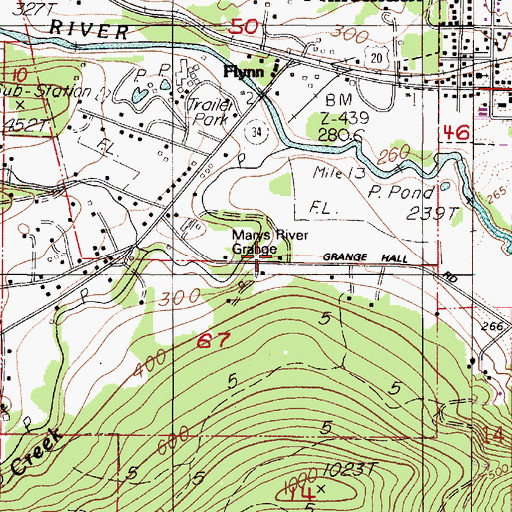 Topographic Map of Marys River Grange, OR
