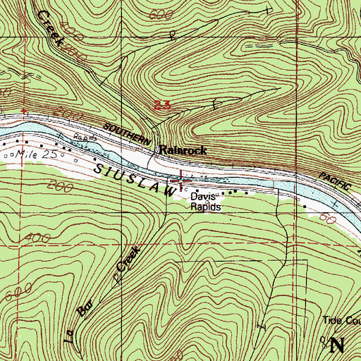 Topographic Map of Davis Rapids, OR