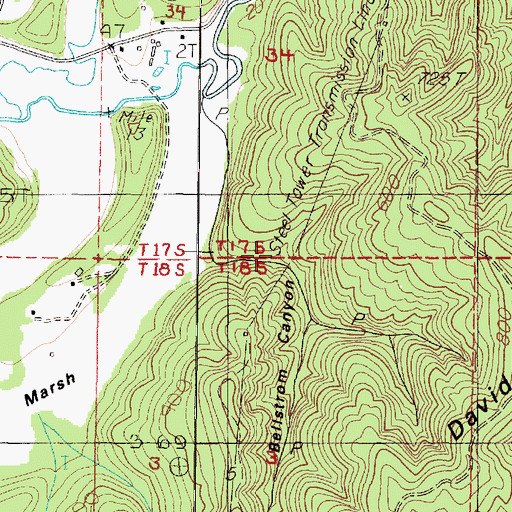 Topographic Map of Bellstrom Canyon, OR