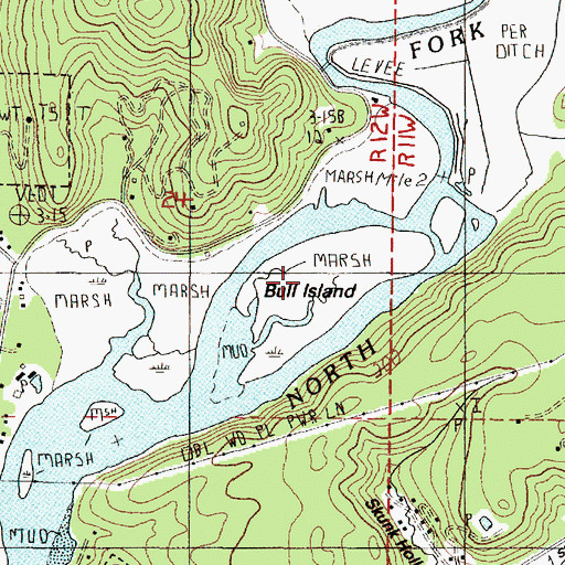 Topographic Map of Bull Island, OR