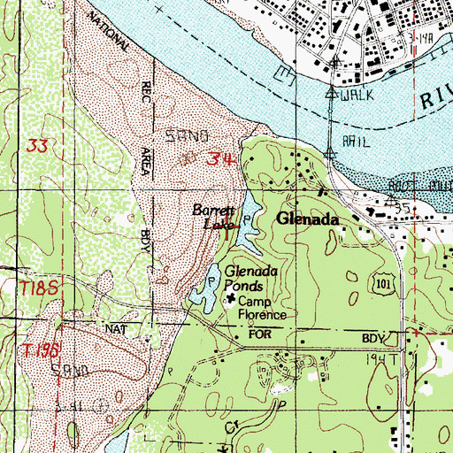 Topographic Map of Barrette Lake, OR
