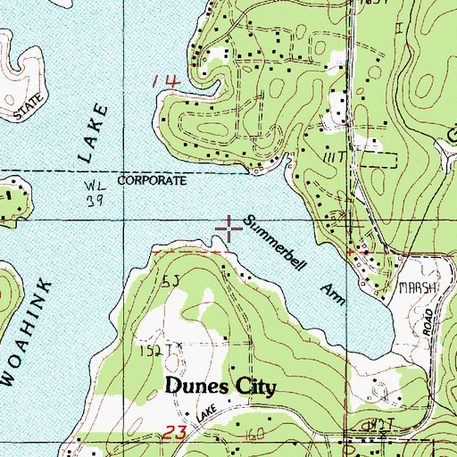 Topographic Map of Summerbell Arm Woahink Lake, OR