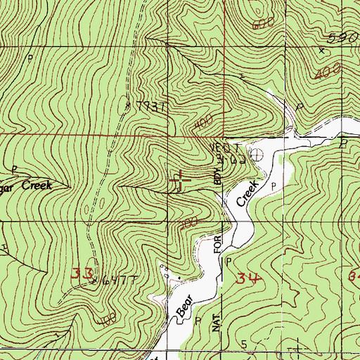 Topographic Map of Cougar Creek, OR