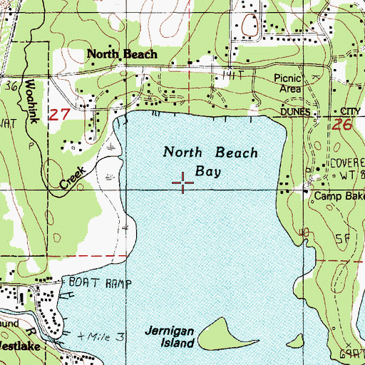Topographic Map of North Beach Bay, OR