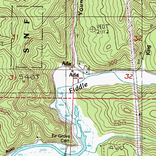 Topographic Map of Young Creek, OR