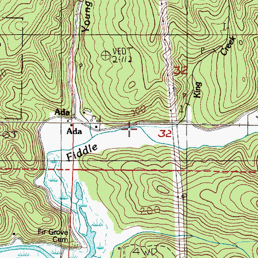 Topographic Map of King Creek, OR