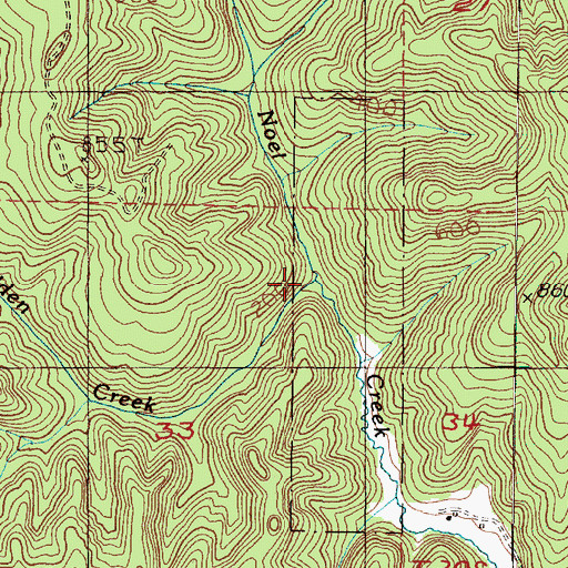Topographic Map of Holden Creek, OR