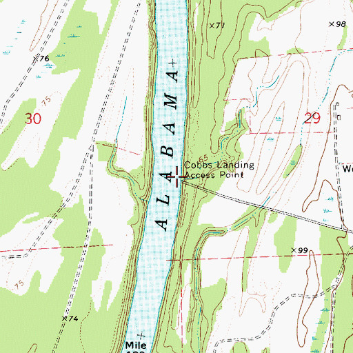 Topographic Map of Cobbs Landing Access Point, AL