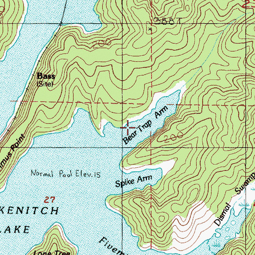 Topographic Map of Bear Trap Arm, OR
