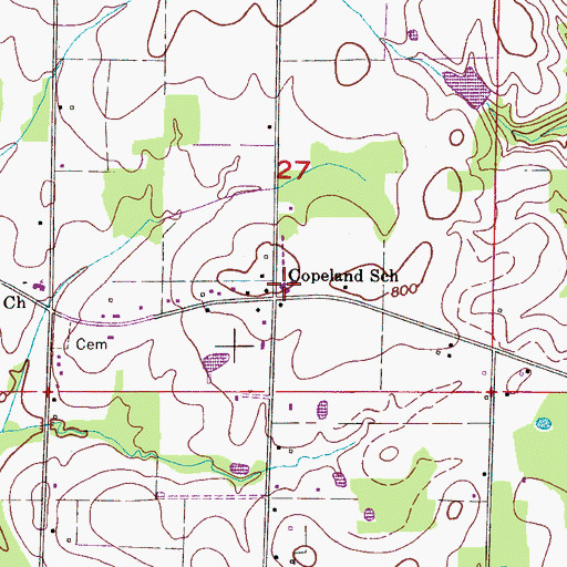 Topographic Map of Copeland School, AL