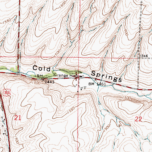 Topographic Map of Myrick Grange Hall, OR