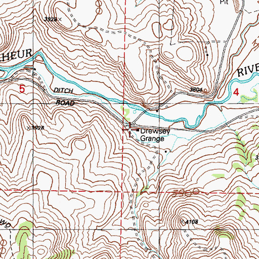 Topographic Map of Drewsey Grange, OR