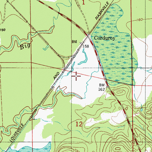 Topographic Map of Corduroy, AL