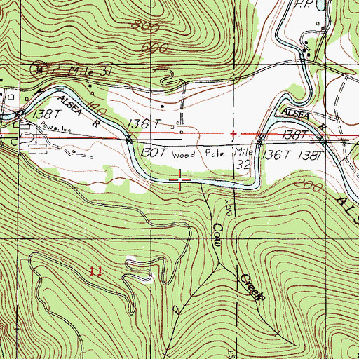 Topographic Map of Bovine Creek, OR