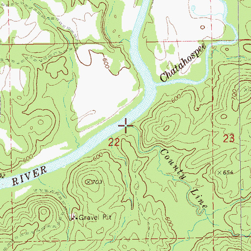 Topographic Map of County Line Creek, AL