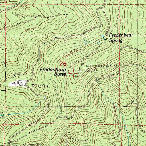 Topographic Map of Fredenburg Butte, OR
