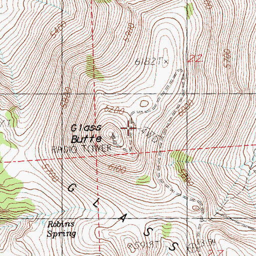 Topographic Map of Glass Buttes, OR